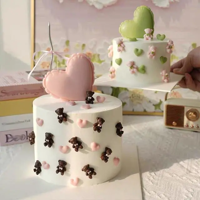 Alt view image 5 of 6 - 4 PCS Bear Silicone Fondant Molds Mini 3D Teddy Bear Candy Cake Chocolate Molds for Cake Decoration, DIY Desserts, Cupcake, Fondant, Clay, Gum Paste