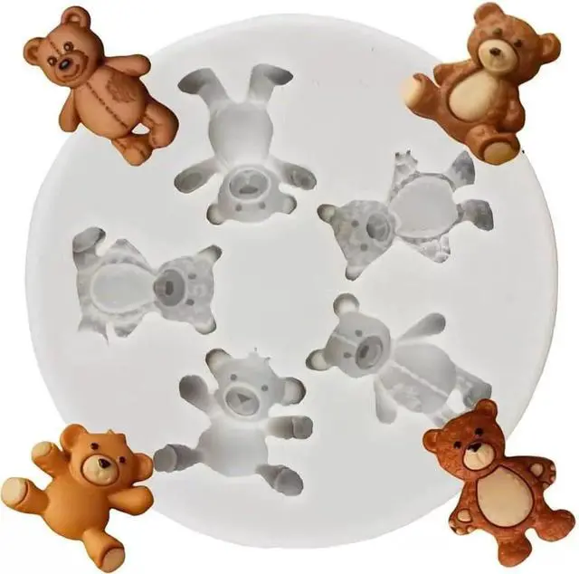 Alt view image 6 of 6 - 4 PCS Bear Silicone Fondant Molds Mini 3D Teddy Bear Candy Cake Chocolate Molds for Cake Decoration, DIY Desserts, Cupcake, Fondant, Clay, Gum Paste