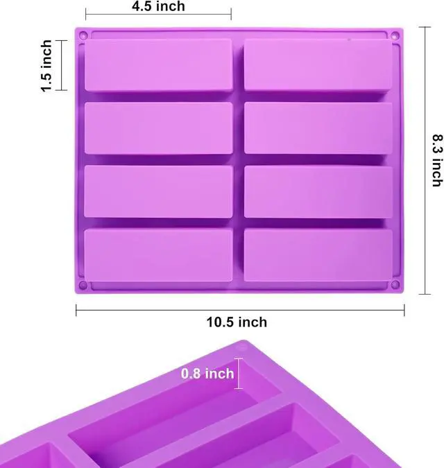 Alt view image 2 of 7 - 3 Pack Granola Bar Mold Silicone Mold,8 Cavity Rectangle Energy,Cereal Bar Molds for Ganache, Chocolate Bar, Truffles, Cheesecake