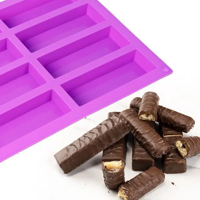 Alt view image 4 of 7 - 3 Pack Granola Bar Mold Silicone Mold,8 Cavity Rectangle Energy,Cereal Bar Molds for Ganache, Chocolate Bar, Truffles, Cheesecake
