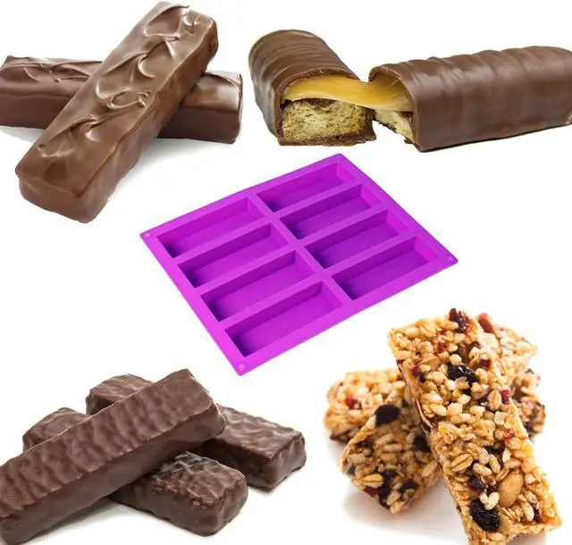 Alt view image 5 of 7 - 3 Pack Granola Bar Mold Silicone Mold,8 Cavity Rectangle Energy,Cereal Bar Molds for Ganache, Chocolate Bar, Truffles, Cheesecake