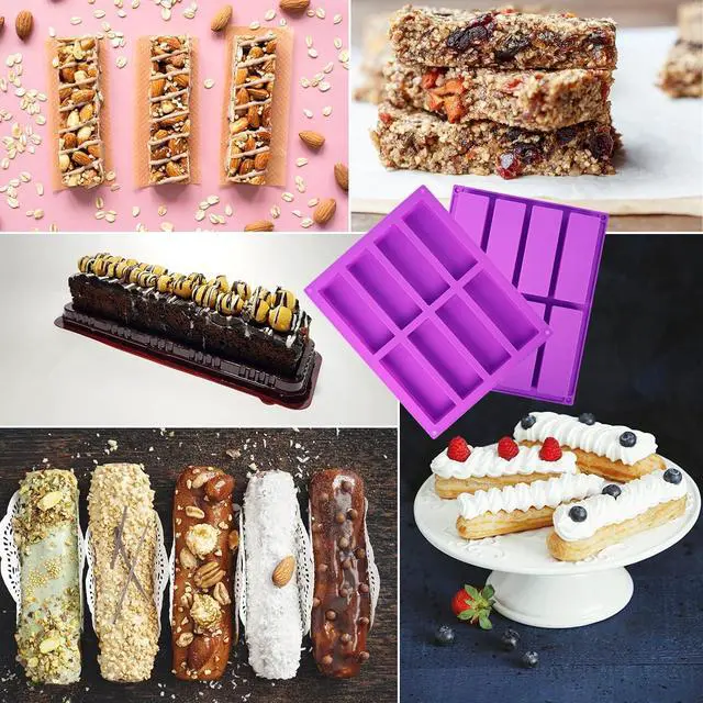 Alt view image 6 of 7 - 3 Pack Granola Bar Mold Silicone Mold,8 Cavity Rectangle Energy,Cereal Bar Molds for Ganache, Chocolate Bar, Truffles, Cheesecake