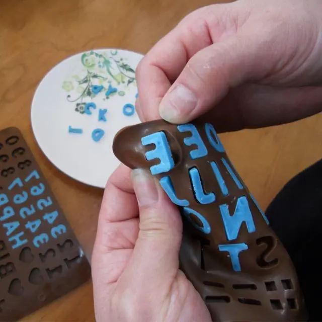 Alt view image 5 of 7 - Silicone Letter Number Molds,Reusable Chocolate Molds with Happy Birthday Cake Decorating Symbols(Brown 2pcs)