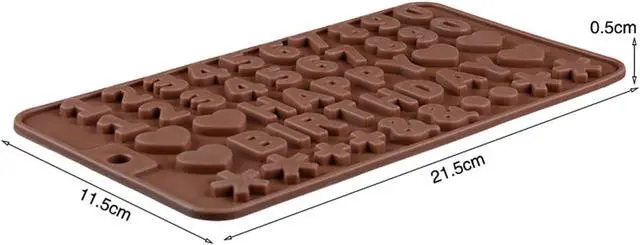 Alt view image 7 of 7 - Silicone Letter Number Molds,Reusable Chocolate Molds with Happy Birthday Cake Decorating Symbols(Brown 2pcs)