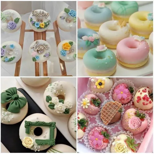 Alt view image 3 of 6 - Flower Silicone Molds,9pcs Rose Leaf Daisy Sunflower Chrysanthemum Small Flowers Fondant Molds Polymer Clay Mould Candy Chocolate Molds for Cupcake Cake Pop Puck Decoration DIY Crafts