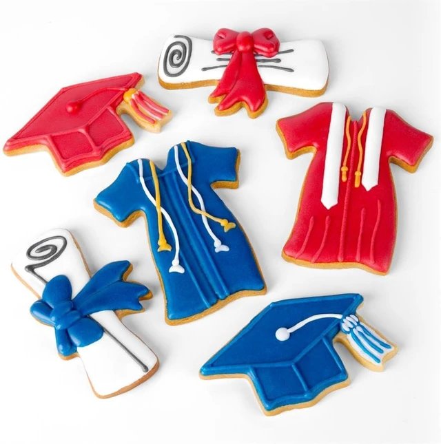 Alt view image 4 of 7 - Graduation Cookie Cutters Set 3 Pieces, Stainless Steel Graducation Cap Cookie Cutter, Diploma, Graduation Gown Dress Cookie Cutter for Graduation Celebration Party