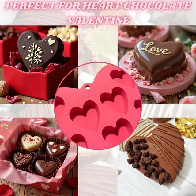 Alt view image 3 of 7 - Heart Shaped Cake Pans Heart Silicone Mold for Baking, Large 2 Inches Molds, 10 Cavities Suitable for Ice Cube Mold, Chocolate Mold, Valentines Silicone Molds (1, Pink)