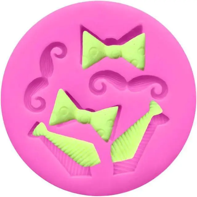 Alt view image 3 of 6 - Luckycivia 4 PACK Bow Ties Beard Mini Silicone, Candy Chocolate Fondant Mold, Silicone Cake Mould