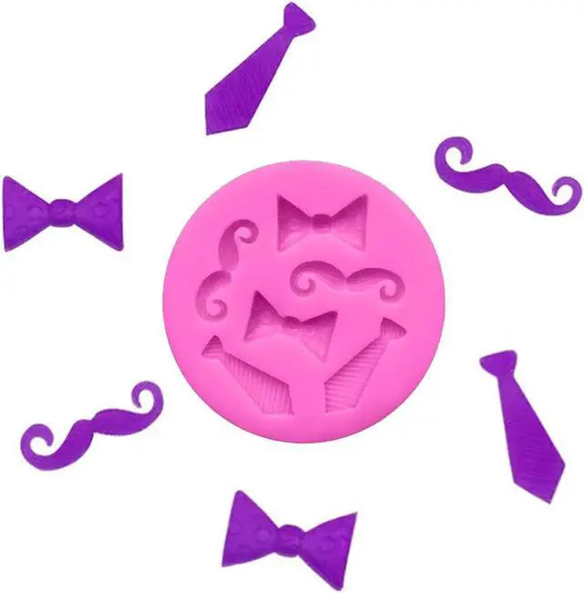 Alt view image 4 of 6 - Luckycivia 4 PACK Bow Ties Beard Mini Silicone, Candy Chocolate Fondant Mold, Silicone Cake Mould
