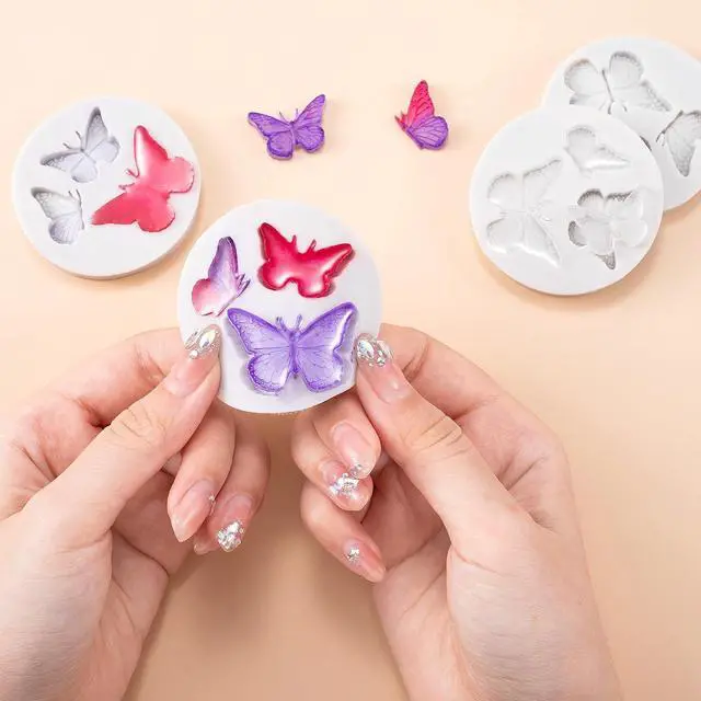 Alt view image 3 of 7 - HINZIC 3PCS Mini Butterfly Silicone Molds, Polymer Clay DIY Crafts, Grey