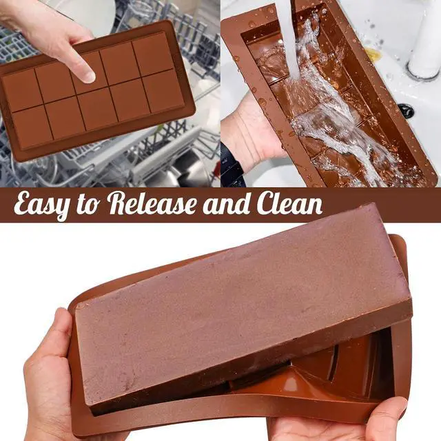 Alt view image 7 of 7 - Webake Deep Chocolate Bar Molds 2 Pack, 1 Inch Platinum Silicone Dubai Chocolate Bar Molds for Stuffed Bar, Big Chocolate Candy Bar Mold for Filling Knafeh Pistachio Chocolate Bar