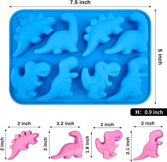 Alt view image 2 of 7 - JOERSH Dinosaur Silicone Candy Molds, 2Pcs, 16-Cavity