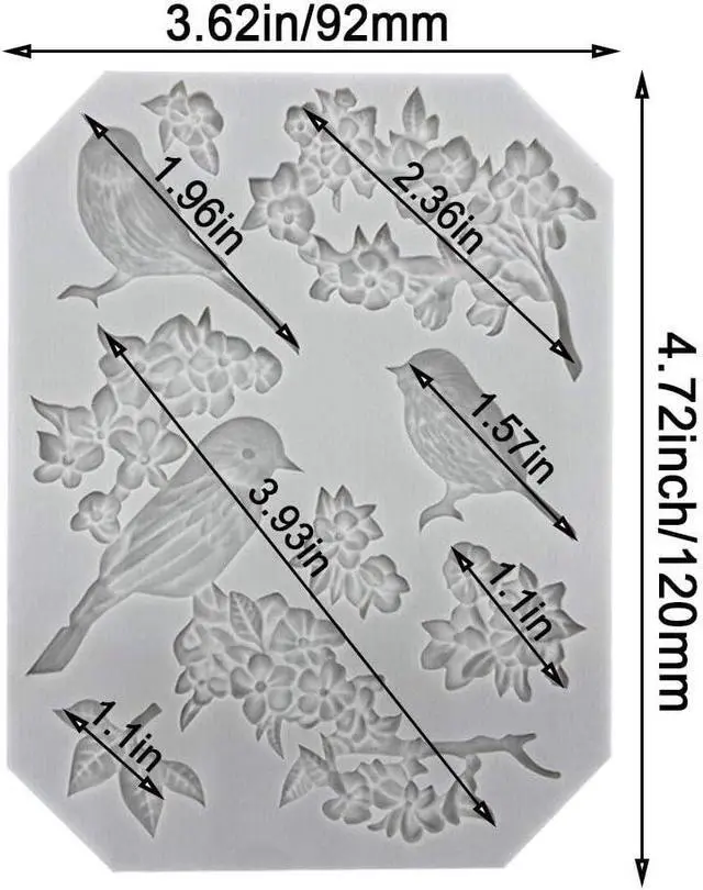 Alt view image 2 of 7 - 5 Pack Butterfly Rose Flower Stems Birds Blossoms Silicone Fondant Mold, for Making Chocolate Fondant Jelly Polymer Clay Soap Crafting DIY Projects and Cake Decoration