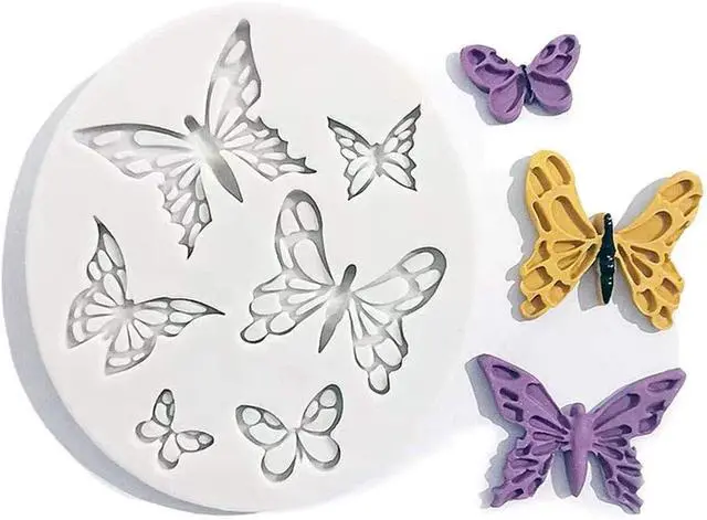 Alt view image 5 of 7 - 5 Pack Butterfly Rose Flower Stems Birds Blossoms Silicone Fondant Mold, for Making Chocolate Fondant Jelly Polymer Clay Soap Crafting DIY Projects and Cake Decoration