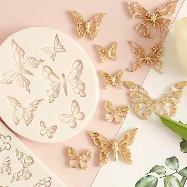 Alt view image 6 of 7 - 5 Pack Butterfly Rose Flower Stems Birds Blossoms Silicone Fondant Mold, for Making Chocolate Fondant Jelly Polymer Clay Soap Crafting DIY Projects and Cake Decoration