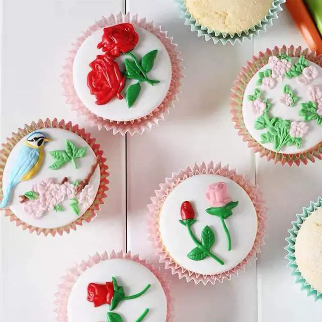 Alt view image 7 of 7 - 5 Pack Butterfly Rose Flower Stems Birds Blossoms Silicone Fondant Mold, for Making Chocolate Fondant Jelly Polymer Clay Soap Crafting DIY Projects and Cake Decoration