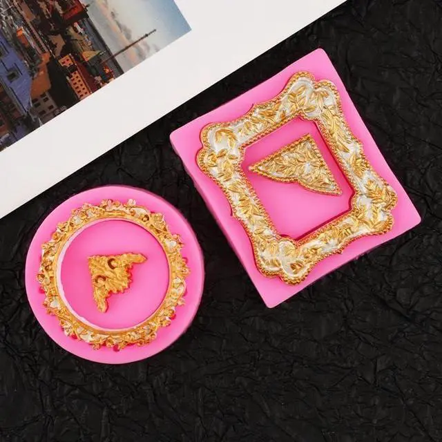 Alt view image 4 of 5 - 9 PCS Picture Frames Fondant Silicone Molds, TuNan Vintage Style Photo Frame Moulds for Cake Decorating Cupcake Topper Chocolate Candy Polymer Clay