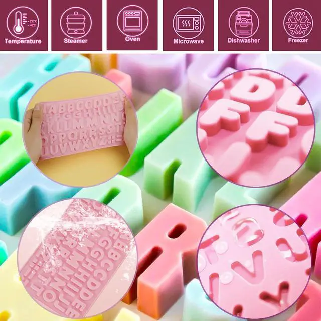 Alt view image 5 of 7 - 2 pcs Pink Number Chocolate Molds and Letter Silicone Molds,kitchen utensils,with Happy Birthday Cake Decorations Symbols,for Chocolate, Candy, ice cubes,cake cookies