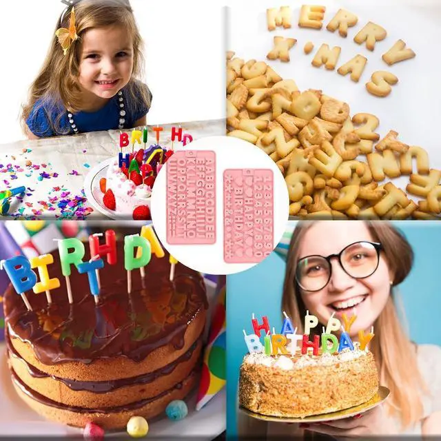 Alt view image 7 of 7 - 2 pcs Pink Number Chocolate Molds and Letter Silicone Molds,kitchen utensils,with Happy Birthday Cake Decorations Symbols,for Chocolate, Candy, ice cubes,cake cookies