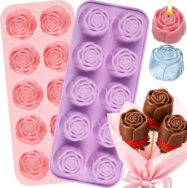 Main image of Rose Silicone Mold, 2 Pack Rose Chocolate Mold 20 Cavity