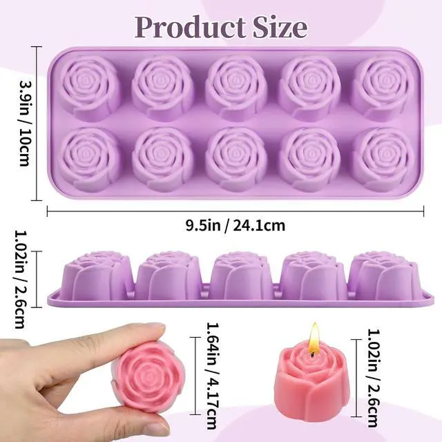 Alt view image 3 of 7 - Rose Silicone Mold, 2 Pack Rose Chocolate Mold 20 Cavity