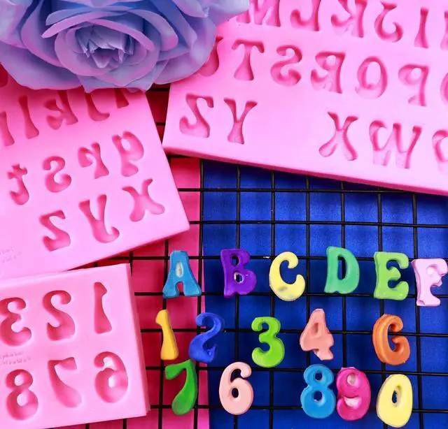 Alt view image 3 of 7 - Letters Molds and Numbers Molds, Silicone Fondant Mold Chocolate Molds, 0-9 Number and 26 Letters Silicone Molds for Baking Desserts and Cake Decoration (3 pack)