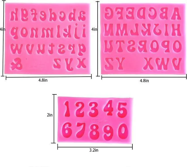 Alt view image 2 of 7 - Letters Molds and Numbers Molds, Silicone Fondant Mold Chocolate Molds, 0-9 Number and 26 Letters Silicone Molds for Baking Desserts and Cake Decoration (3 pack)