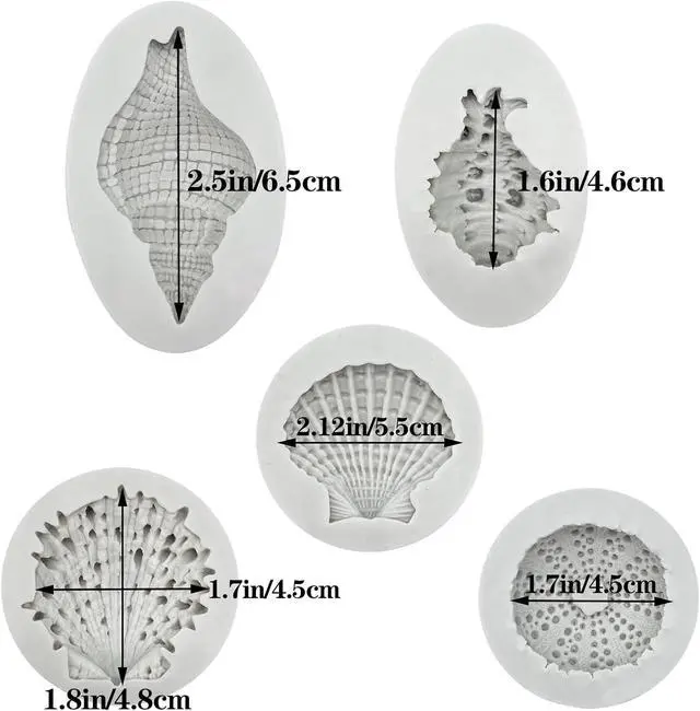 Alt view image 2 of 7 - 5 Pcs Seashell Silicone Mold Cake Fondant Silicone Mold Seashell Conch Baking Molds for DIY Cake Decoration Chocolate Candy Polymer Clay Crafting Projects