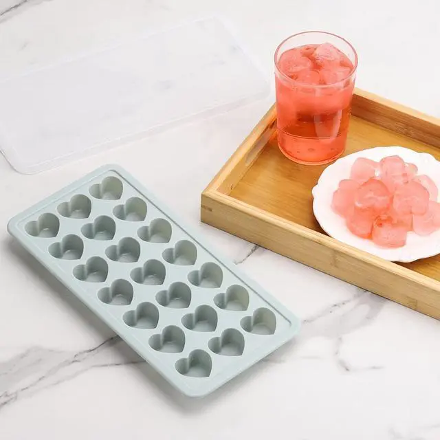 Alt view image 4 of 7 - Heart Shaped Ice Cube Trays with Lid, Chocolate Mold, Easy Release Ice Trays, 21-Cavity Silicone Heart Molds for Ice Cubes, Gelatine, Baking and Candy