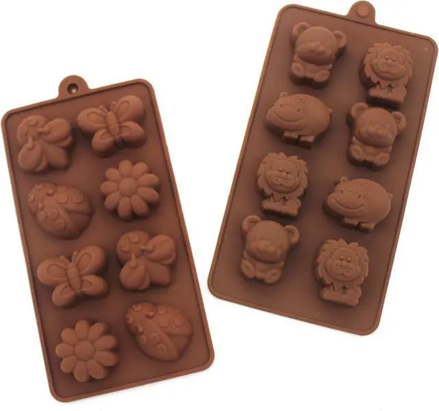 Alt view image 3 of 4 - Non-stick Candy Jelly Molds, Chocolate Molds, Soap Molds, Silicone Baking Molds - Forest Cute Theme Happy Bear, Lion, Hippo - More Fun, Party Decor Set, Set of 2 (Animal)