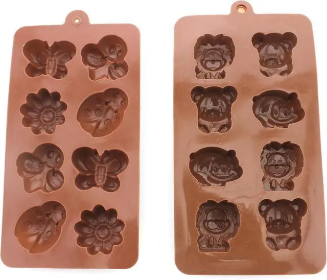 Alt view image 2 of 4 - Non-stick Candy Jelly Molds, Chocolate Molds, Soap Molds, Silicone Baking Molds - Forest Cute Theme Happy Bear, Lion, Hippo - More Fun, Party Decor Set, Set of 2 (Animal)