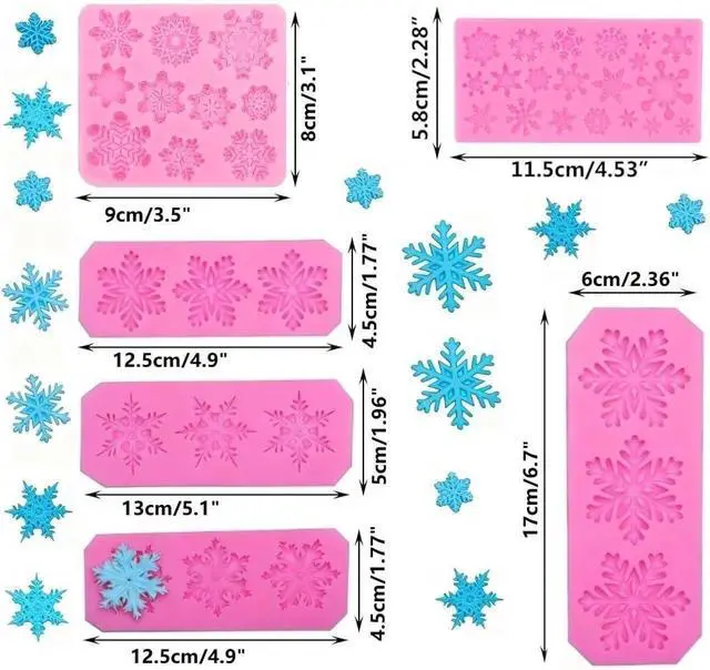 Alt view image 2 of 7 - Snowflake Silicone Mold Winter Snowflake Fondant Chocolate Candy Baking Molds for Christmas Xmas Cake Cupcake Decoration Polymer Clay