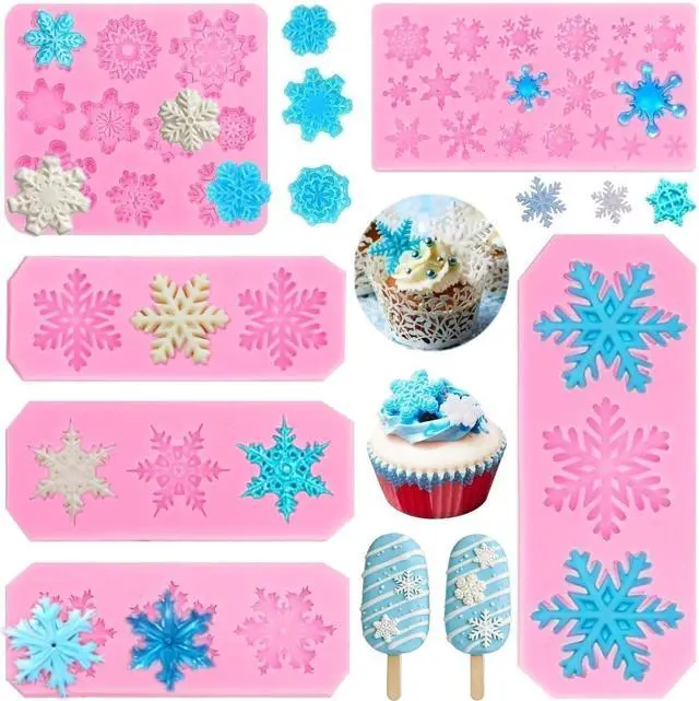 Main image of Snowflake Silicone Mold Winter Snowflake Fondant Chocolate Candy Baking Molds for Christmas Xmas Cake Cupcake Decoration Polymer Clay