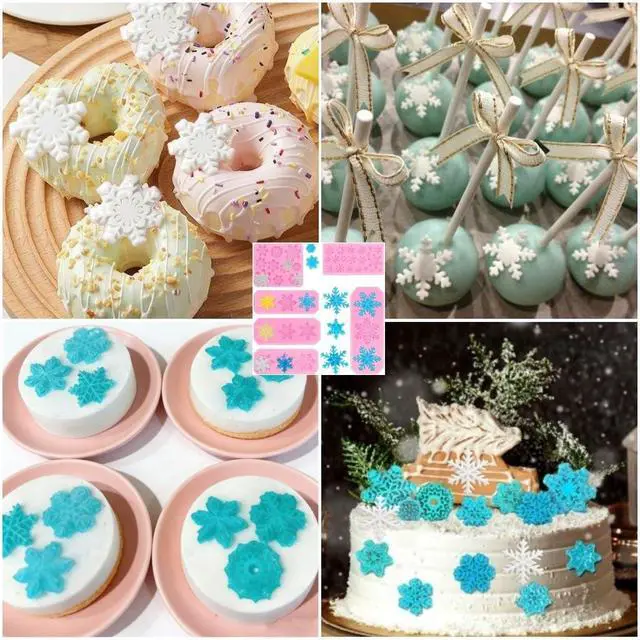 Alt view image 3 of 7 - Snowflake Silicone Mold Winter Snowflake Fondant Chocolate Candy Baking Molds for Christmas Xmas Cake Cupcake Decoration Polymer Clay