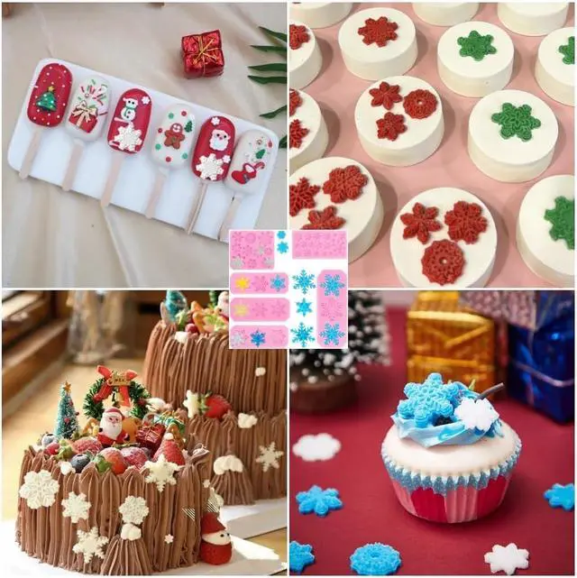 Alt view image 5 of 7 - Snowflake Silicone Mold Winter Snowflake Fondant Chocolate Candy Baking Molds for Christmas Xmas Cake Cupcake Decoration Polymer Clay