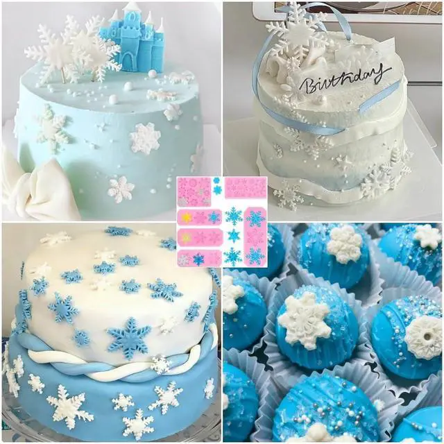 Alt view image 4 of 7 - Snowflake Silicone Mold Winter Snowflake Fondant Chocolate Candy Baking Molds for Christmas Xmas Cake Cupcake Decoration Polymer Clay