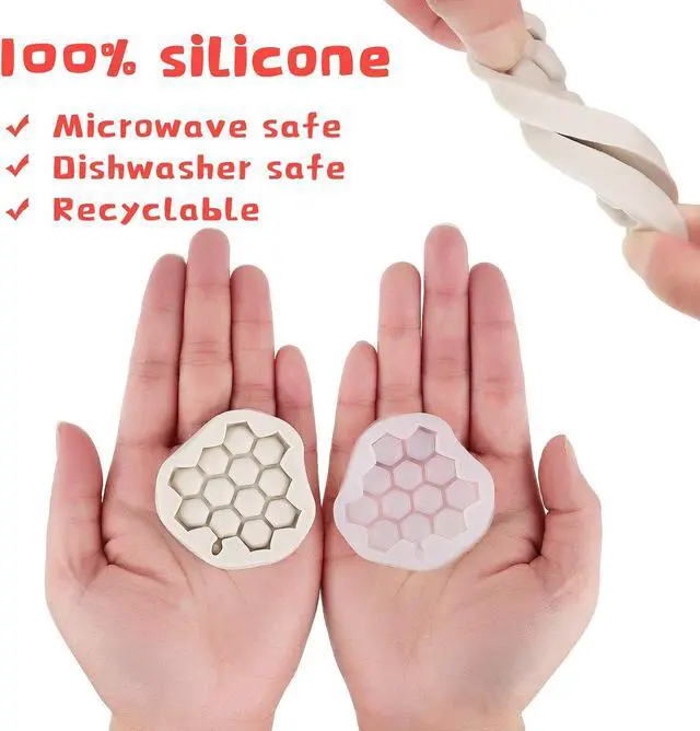 Alt view image 3 of 6 - 4 Pieces Silicone Honeycomb Bee Molds Beehive Fondant Mold Cake Cupcake Decorating DIY Chocolate Bee Hive Moulds Kitchen Baking Epoxy Resin Molds for Candy, Cake, Sugar Crafts, Grey and Translucent