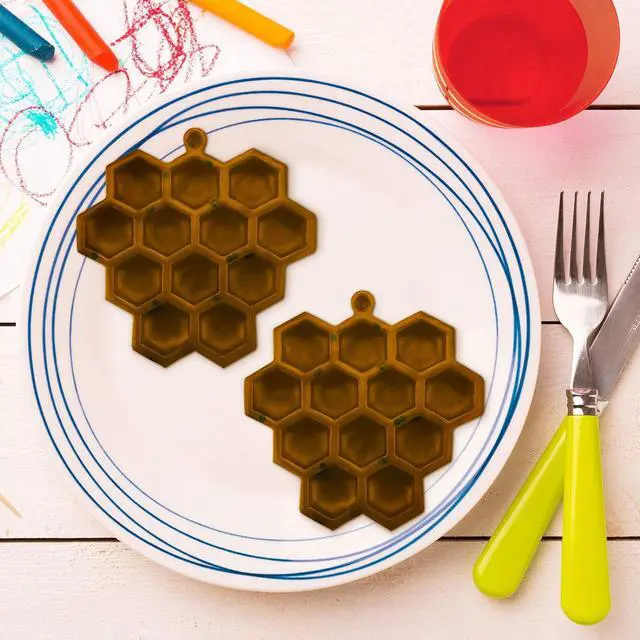 Alt view image 6 of 6 - 4 Pieces Silicone Honeycomb Bee Molds Beehive Fondant Mold Cake Cupcake Decorating DIY Chocolate Bee Hive Moulds Kitchen Baking Epoxy Resin Molds for Candy, Cake, Sugar Crafts, Grey and Translucent