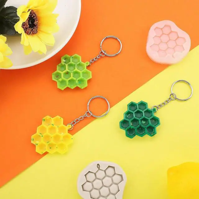 Alt view image 4 of 6 - 4 Pieces Silicone Honeycomb Bee Molds Beehive Fondant Mold Cake Cupcake Decorating DIY Chocolate Bee Hive Moulds Kitchen Baking Epoxy Resin Molds for Candy, Cake, Sugar Crafts, Grey and Translucent