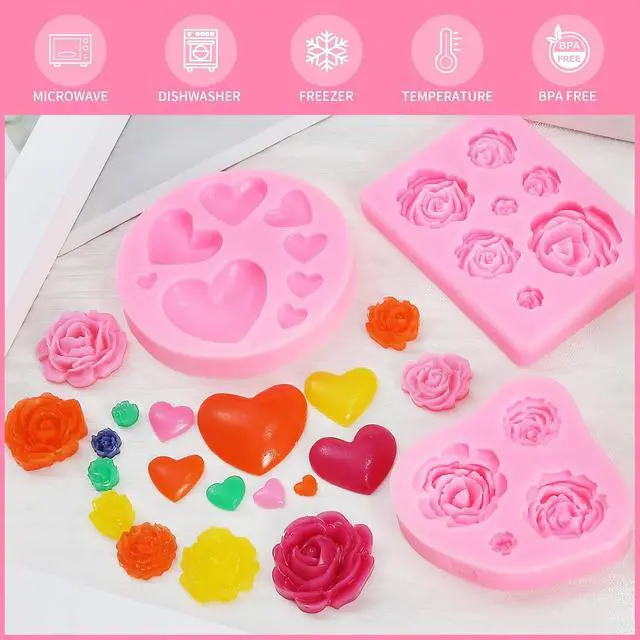 Alt view image 6 of 7 - MUYIYAMEI Letter Silicone Mold Alphabet Number Molds Rose Heart Shape Cake Mould for Gummy Baking Candy Making Chocolate Molds Sugar for DIY Crafts Candy Desserts Cupcake Decoration