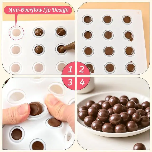Alt view image 3 of 6 - Small Chocolate Molds, 35-Cavity Silicone Semi-Sphere Candy Molds