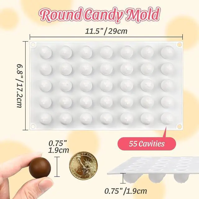 Alt view image 2 of 6 - Small Chocolate Molds, 35-Cavity Silicone Semi-Sphere Candy Molds