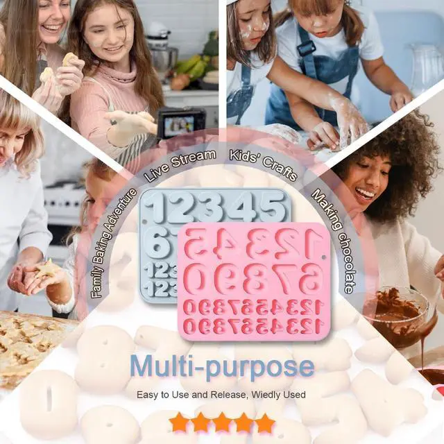 Alt view image 7 of 7 - 2 Pack Number Silicone Cake Molds 30 Cavity Medium and Small Size 3D 0-9 Digital Mould Tray DIY Baking Decorating Tools for Chocolate Candy Cupcake Mousse Dessert Gummy Handmade Soap Clay