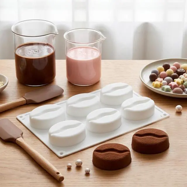 Alt view image 3 of 7 - 6 Cavity Coffee Bean Silicone Chocolate Molds