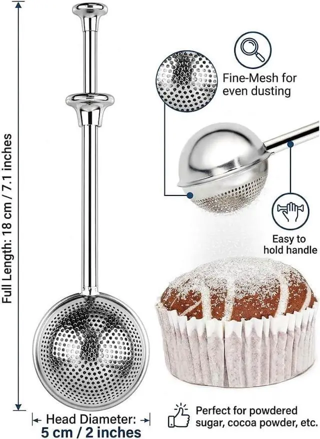 Alt view image 2 of 6 - Powdered sugar shaker duster, flour dispenser for bread baking, rice flour sifter, sourdough bread baking supplies, versatile flour duster for baking, ideal for powdered sugar and flour distribution