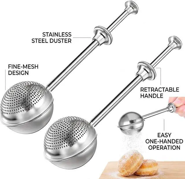 Alt view image 5 of 6 - Powdered sugar shaker duster, flour dispenser for bread baking, rice flour sifter, sourdough bread baking supplies, versatile flour duster for baking, ideal for powdered sugar and flour distribution