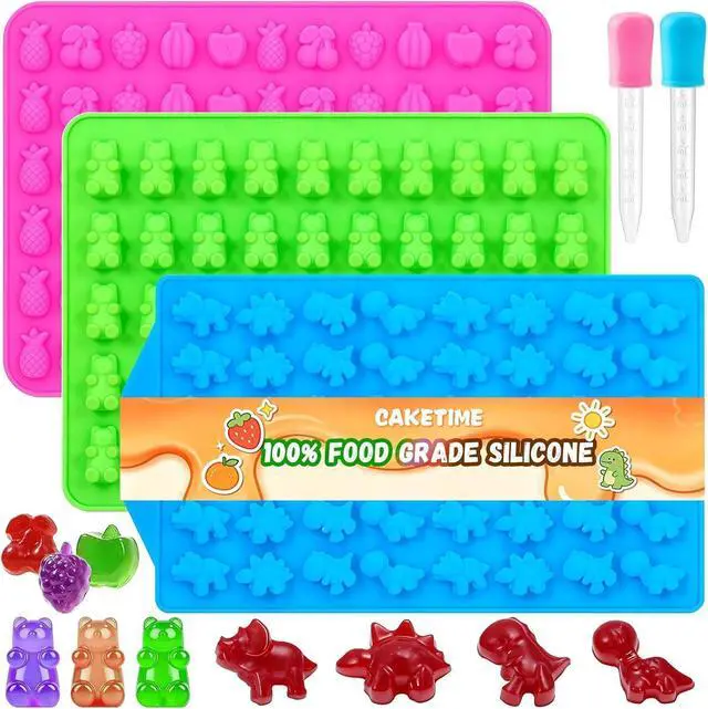 Main image of Gummy Candy Molds with 2pcs Droppers, Silicone Chocolate Molds 3 Pack