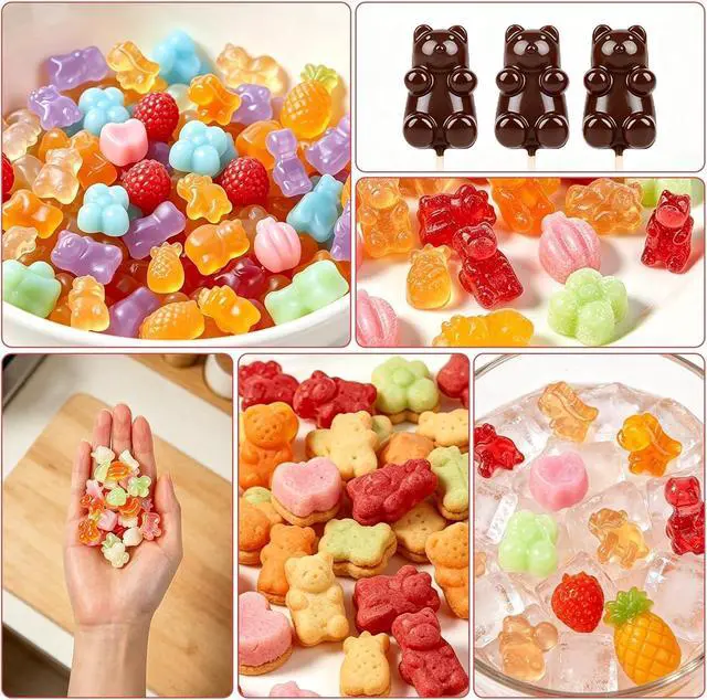 Alt view image 4 of 7 - Gummy Candy Molds with 2pcs Droppers, Silicone Chocolate Molds 3 Pack