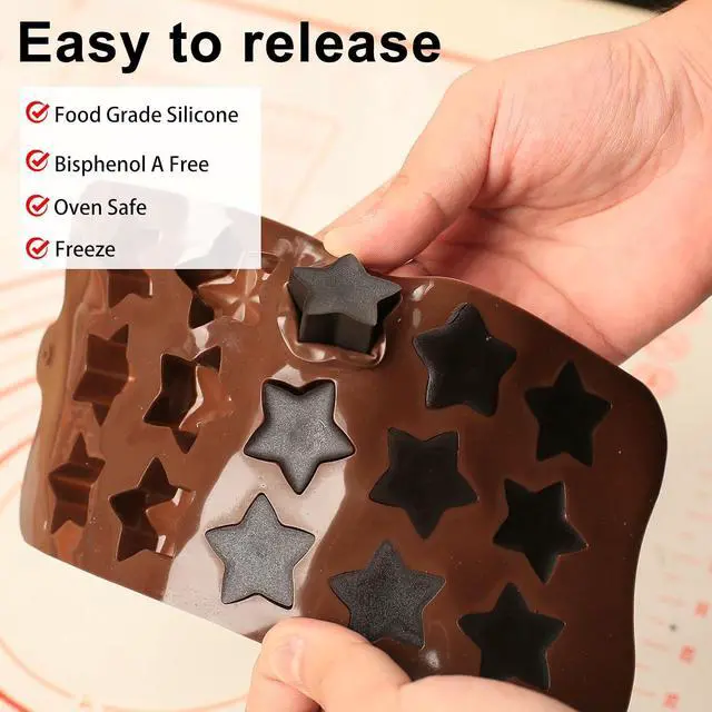 Alt view image 4 of 7 - Small Star Silicone Molds, 15 Cavities Star Chocolate Molds for Candy/Gummy/Jelly/Fruit Snack, Mini 3D Stars Mold for Wax Melt/Resin, 2 Pcs