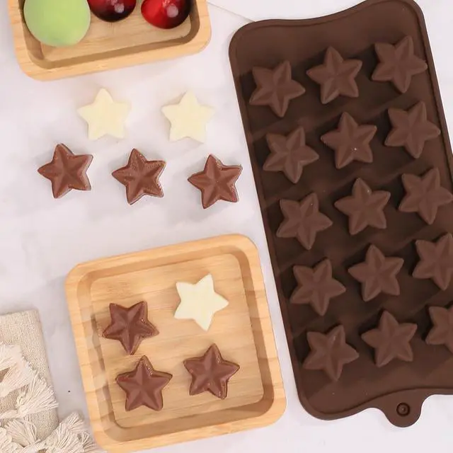 Alt view image 5 of 7 - Small Star Silicone Molds, 15 Cavities Star Chocolate Molds for Candy/Gummy/Jelly/Fruit Snack, Mini 3D Stars Mold for Wax Melt/Resin, 2 Pcs